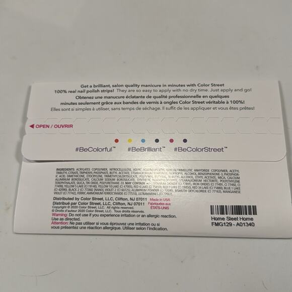 NWT Color Street "Home Sleet Home" RETIRED White Silver Glitter Nail Strips - Picture 3 of 4